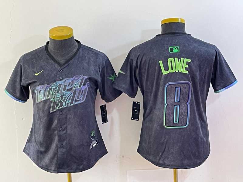 Women%27s Tampa Bay Rays #8 Brandon Lowe Charcoal 2024 City Connect Limited Cool Base Jersey